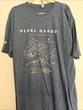 CivvieSupply Pearl Harbor Map Graphic Tee Heather Navy Men’s XXL Hawaii